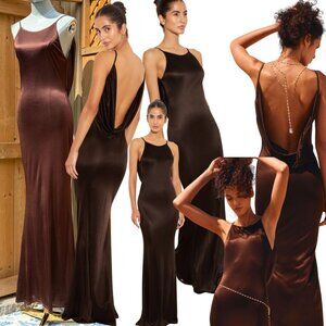 🆕 RAT & BOA 🧿 NWOT Deia Slinky Little Brown Jersey Dress, Sz XS US 2